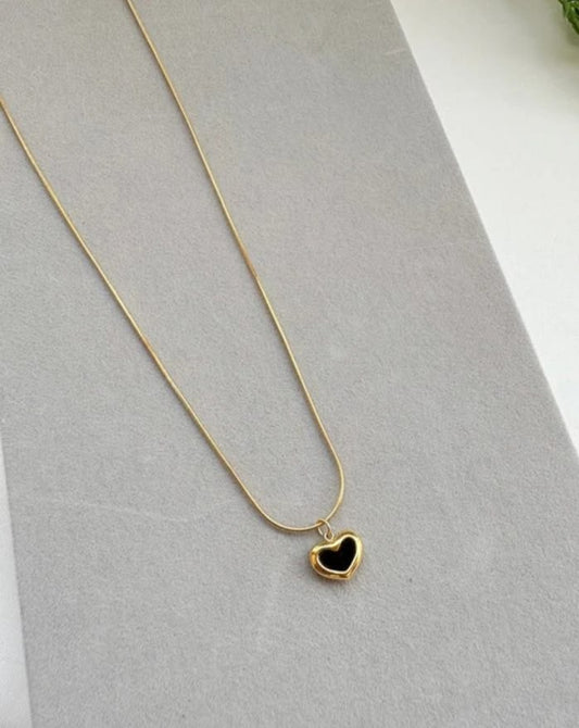 Black Heart Gold Necklace for Women