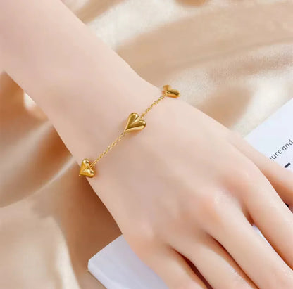 Adjustable Gold Heart Bracelet