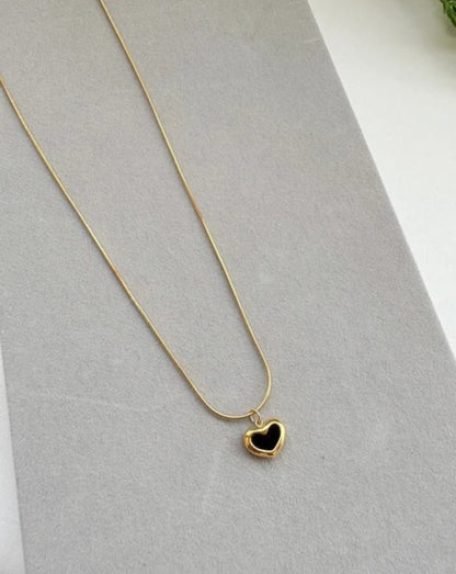 Black Heart Gold Necklace for Women