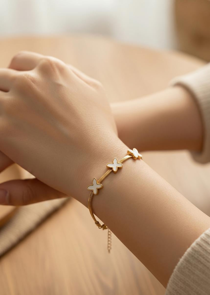 Gold Butterfly Charm Bracelet for Women