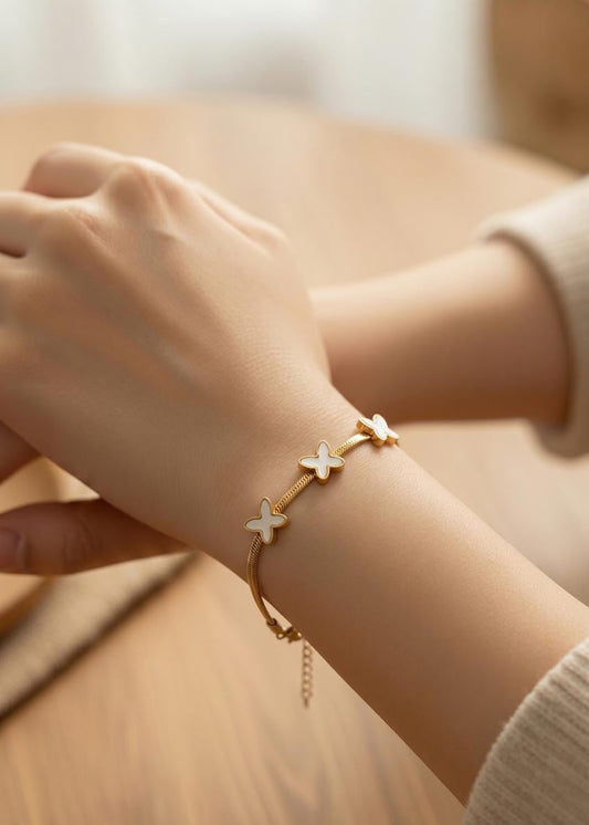 Gold Butterfly Charm Bracelet for Women
