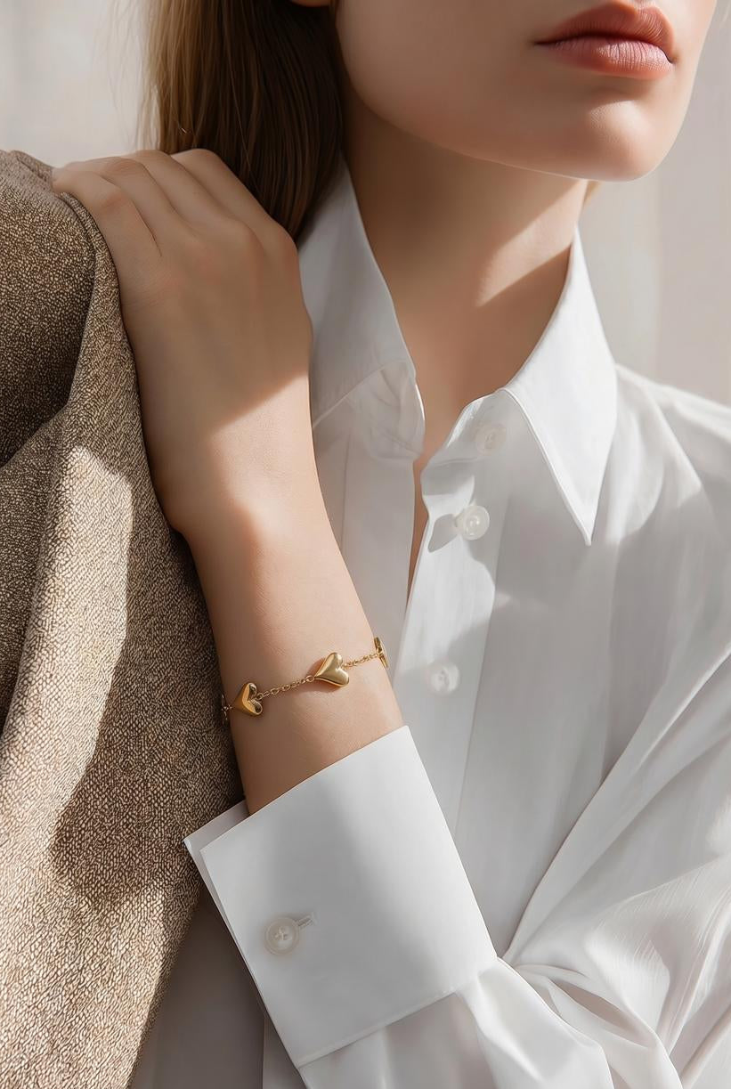 Adjustable Gold Heart Bracelet