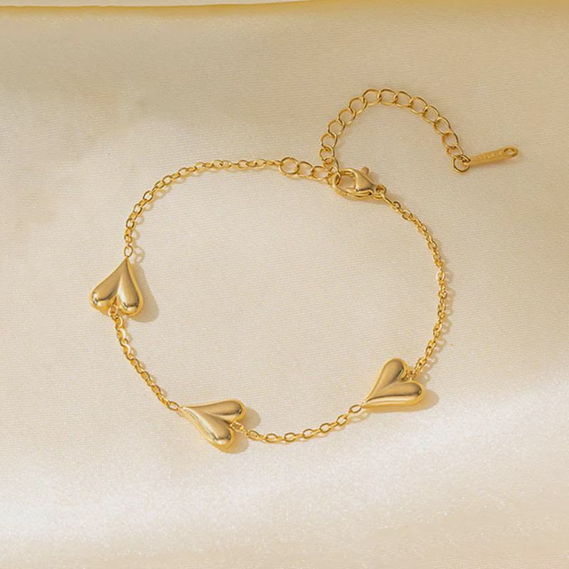 Adjustable Gold Heart Bracelet