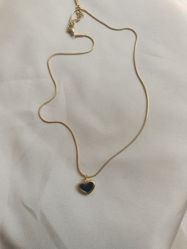 Black Heart Gold Necklace for Women