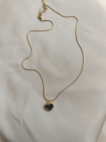 Black Heart Gold Necklace for Women