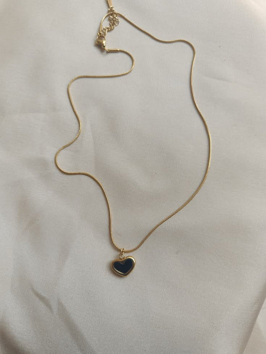 Black Heart Gold Necklace for Women
